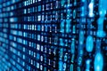 Display of binary numbers on monitor. visualizing complex computations or algorithms in action. Neural network ai Royalty Free Stock Photo