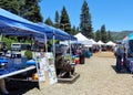 Display Booths at a Farmer`s Market, Running Springs, CA, San Bernardino Mountains, USA