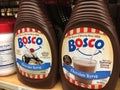 Display of Bosco bottles in retail store