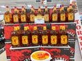 A display of bottles of Fireball Cinnamon Whisky with background bokeh at a Binneys liqour store in Springfield, Illinois