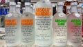 A display of bottles of flavored Absolut Vodka with background bokeh at a Binneys liqour store in Springfield, Illinois