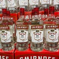 A display of  bottles of Smirnoff Vodka at a Binneys liqour store in Springfield, Illinois Royalty Free Stock Photo