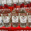 A display of  bottles of Smirnoff Vodka at a Binneys liqour store in Springfield, Illinois Royalty Free Stock Photo