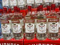 A display of  bottles of Smirnoff Vodka at a Binneys liqour store in Springfield, Illinois Royalty Free Stock Photo