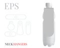 Bottle neck hangers template, vector with die cut / laser cut layers. White, clear, blank, isolated bottle neck hanger mock up