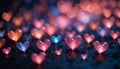 A display of bright hearts whimsically scattered upon a dark setting Royalty Free Stock Photo