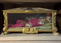 Display case with the body of Saint Fausto in the Church of the Holy Savior in Castellina in Chianti, Italy.