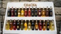Display of chacha bottles Royalty Free Stock Photo