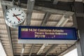 Display and clock at the train station in Switzerland Royalty Free Stock Photo