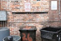 City Back Alley with Garbage Cans Close Up Royalty Free Stock Photo