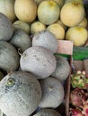 display of colorful fruit baskets in a market