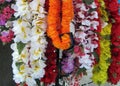 Display of colorful leis in Hawaii