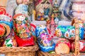 Display of colorful matryoshkas (russian dolls) in Russia