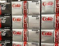 A display of Diet Coke cases at a Walmart Superstore