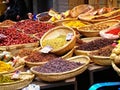 Display of dried fruits on market stall in Xian in China Royalty Free Stock Photo