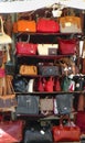 Display of famous Italian leather handbags