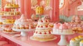 Display filled with a variety of colorful cakes and cupcakes. The display features a mix of flavors, frosting designs Royalty Free Stock Photo