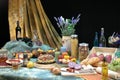 Display Of Foods Including Various Vegetables, Jars Of Pasta, Rice