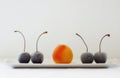 Beautiful Frozen fruit display on a white background