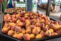 Display of fresh peaches
