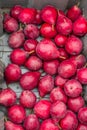 Display of fresh red pears at market Royalty Free Stock Photo