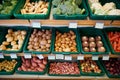 Display Of Fresh Vegetables In Organic Farm Shop