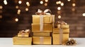 display gift box gold Royalty Free Stock Photo