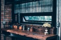 Display of Hand Coffee Grinder decoration on counter bar at home Royalty Free Stock Photo