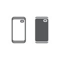 Display hole for two selfie camera line and glyph icon, device and communication, smartphone sign, vector graphics, a