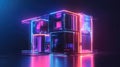 display illuminated effect on modular housing unit hologram Royalty Free Stock Photo