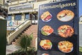 Display irish food sign maritime promenade irish pub.Torremolin