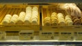 Display of macaroons for sale in shop