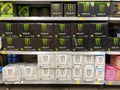 A display of Monster Energy drinks at a Walmart Store with no people Royalty Free Stock Photo