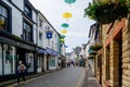 Display of multi coloured umbrellas in the market town of Ulverston