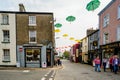 Display of multi coloured umbrellas in the market town of Ulverston