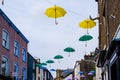 Display of multi coloured umbrellas in the market town of Ulverston