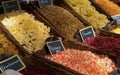 Display of multicolored dried fruits