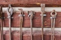 Display of old antique tools. Royalty Free Stock Photo