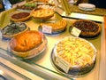 Display of pies in a french bakery