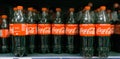 Display of plastic bottles of Coca-Cola