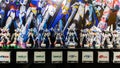 The display of plastic model Mobile Suit Gundam in Gundam shopping center called