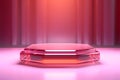 Display product pink crystal podium. background light pink.