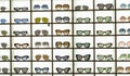 Display rack full of sunglasses