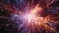 A display of rapid and explosive particle collisions resembling a firework show on a microscopic level
