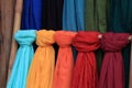 Display of scarf in fashionable rainbow colorful style