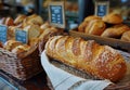 Display of Several Baskets of Bread in a Bakery Royalty Free Stock Photo