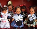 Display of small dolls in regional costume in shop, Madrid, Spain