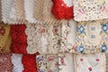 Display of some colorful flowery patterned embroidery table mats