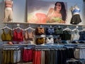 Display of sports bras, bralettes and athleisure fashion clothing at an Aerie women`s Royalty Free Stock Photo