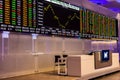 Display with stock quotes in the modern visitor center of B3, Brasil, Bolsa, Balcao, in the headquarters of BOVESPA